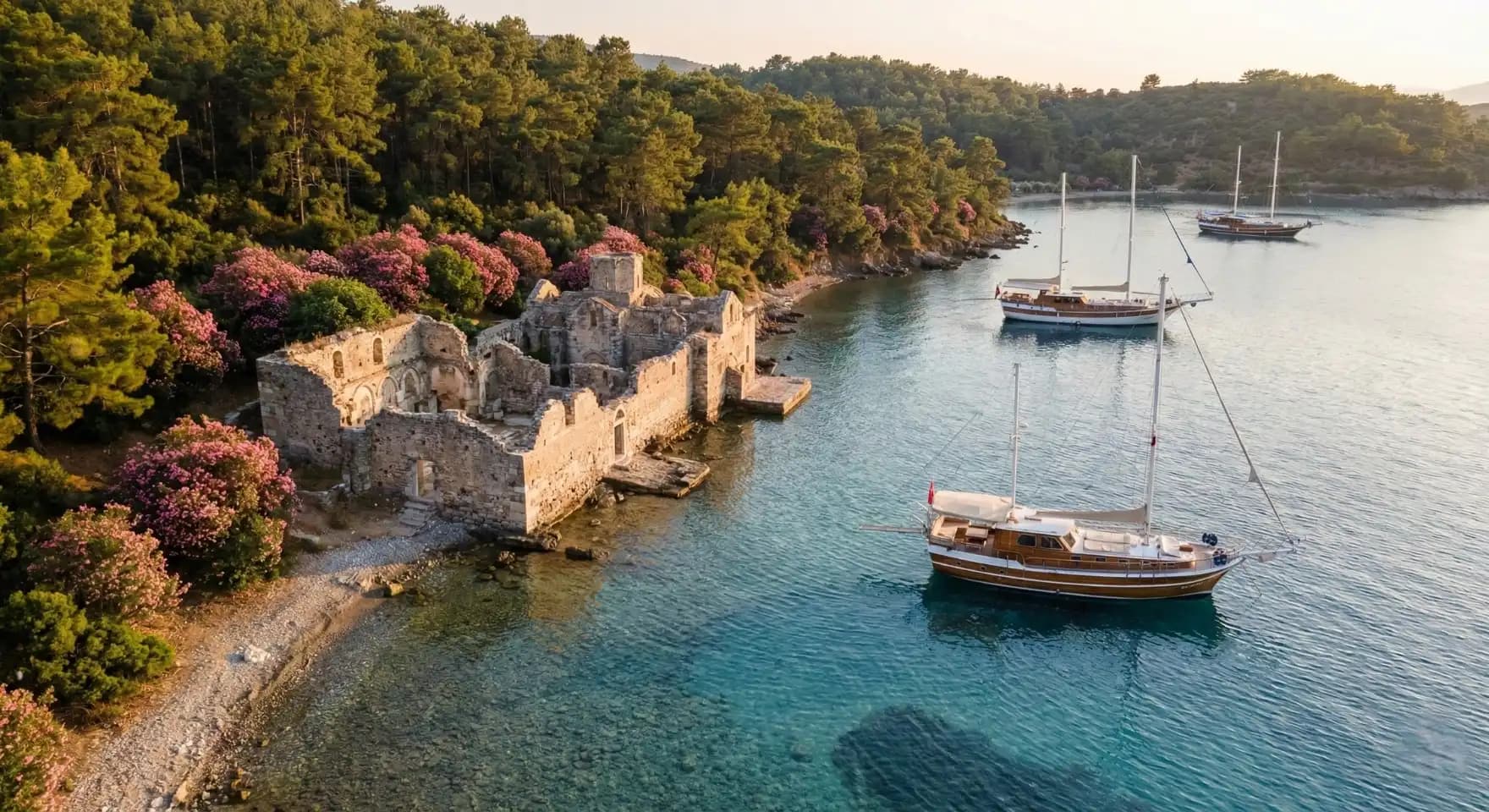 Kisebuku (Bodrum): viaje azul entre ruinas bizantinas