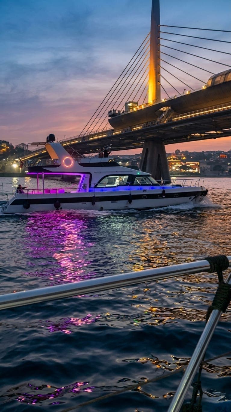Embark on an Unforgettable 25-Person Sea Tour on Istanbul's Bosphorus with a 19-Meter Luxury Yacht Departing from Bebek!