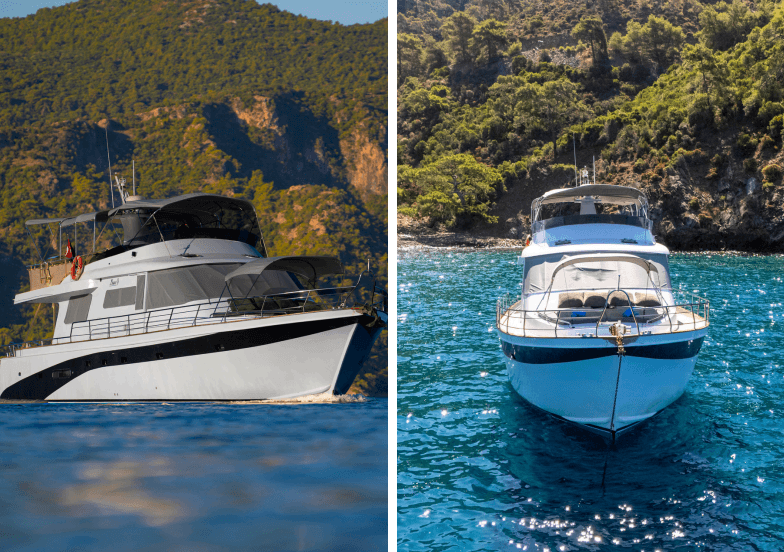 Luxus-Motoryacht 19m in Fethiyes türkisfarbenem Meer 3