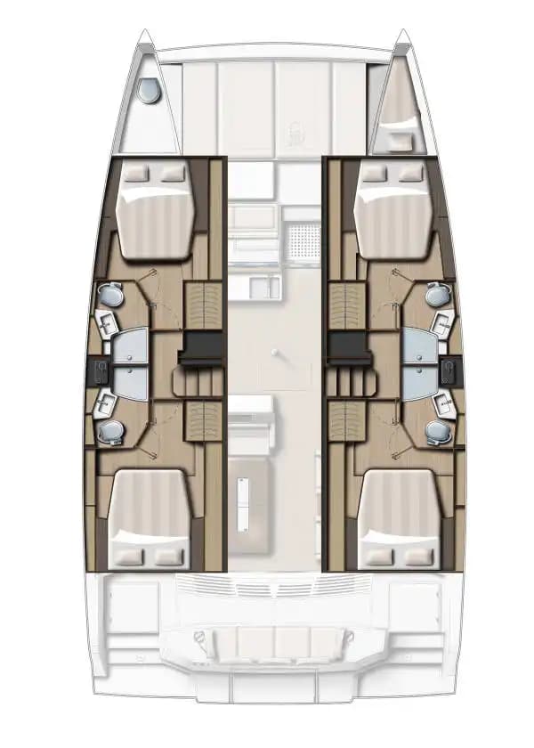 Göcek'te Bali 4.4 Kaptansız Katamaran Kiralama | 2022 Model 4+1 Kabin Bareboat 15
